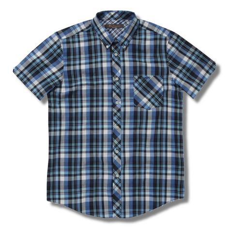 Ben Sherman Union Fit Mod S/S Button Down Check Shirt Blue Preview